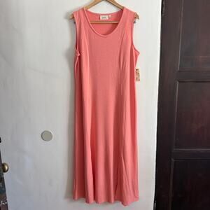 MIND MATTER | Coarl Pink Jersey Sleeveless Maxi Dress with front Slits | XL BNWT